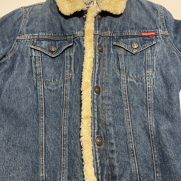 Girls ROXY JACKET! SIZE LARGE Sherpa Lined Denim Jean Jacket *FREE SHIPPING!* - Picture 2 of 11